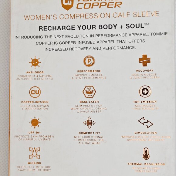 NWT TOMMIE COPPER WOMEN'S COMPRESSION CALF SLEEVE SLATE GREY MEDIUM MSRP $30 - Picture 7 of 10